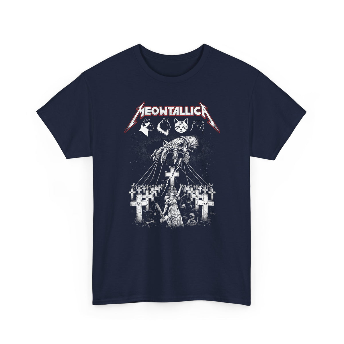 Meowtallica Graphic Tee — Metal Cat Band T-Shirt