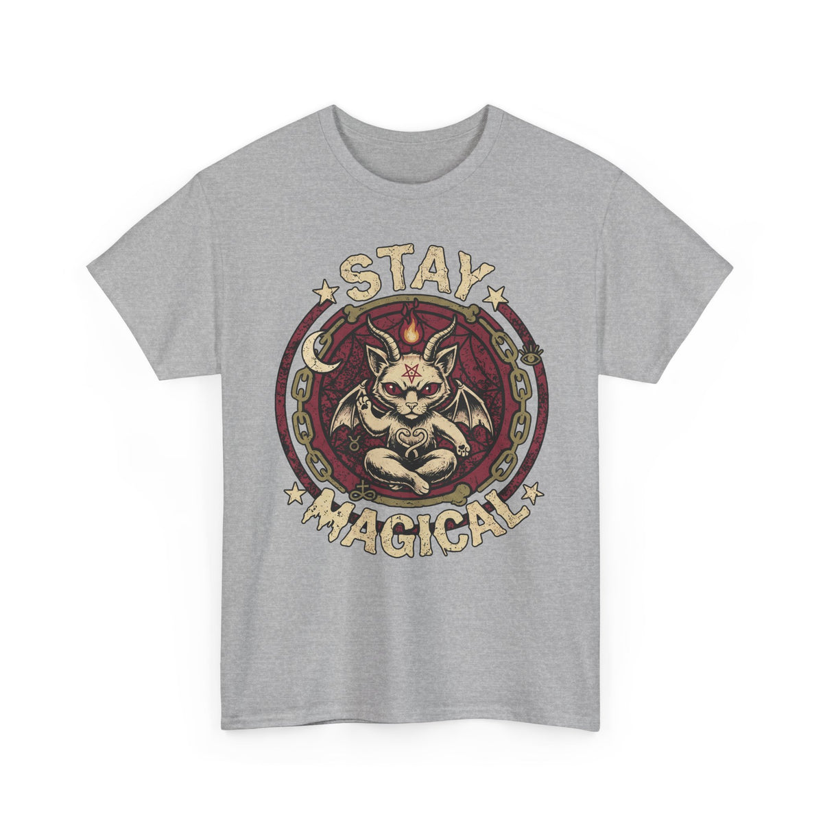 Stay Magical Baphomet Cat — Occult Gothic Aesthetic Graphic Art
