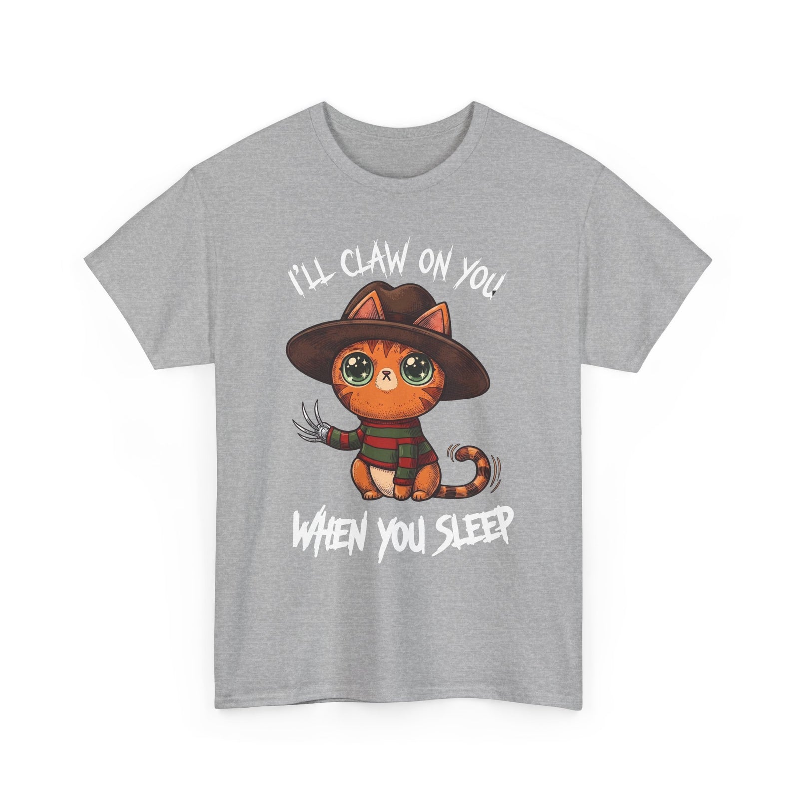I'll Claw On You When You Sleep Freddy Cat T-Shirt — Horror Movie Parody Tee