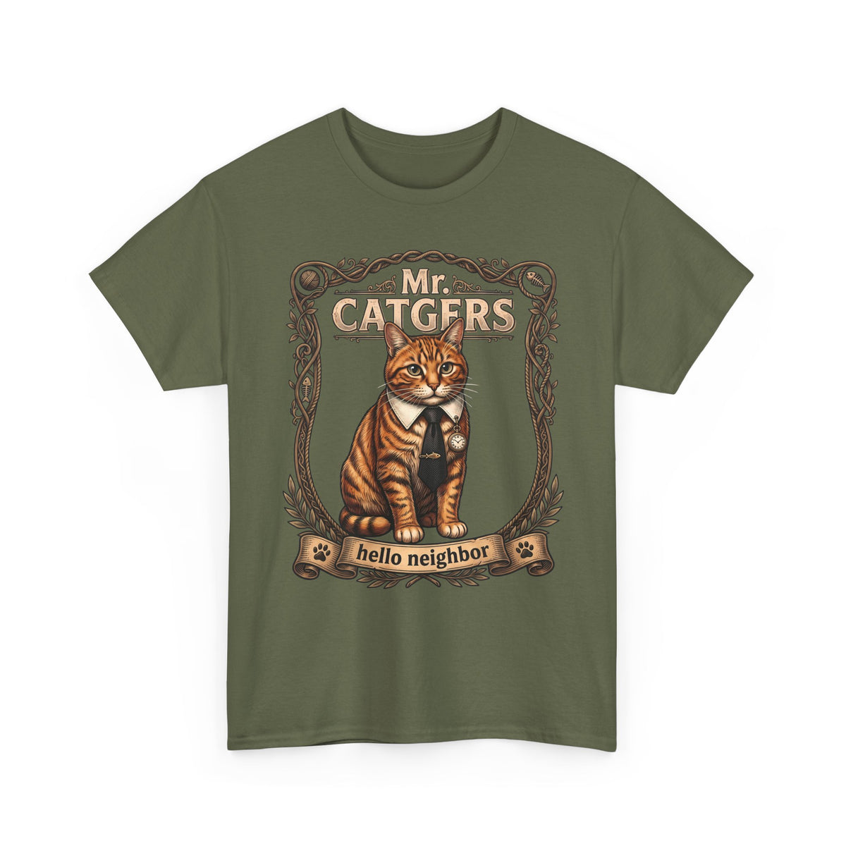 Mr. Catgers Hello Neighbor Tabby Cat Shirt — Funny Pop Culture T-Shirt