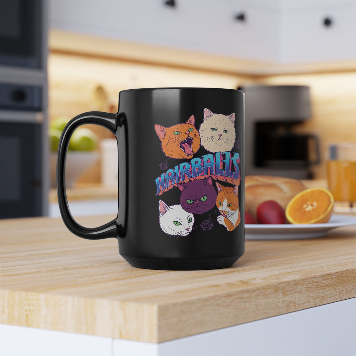 Cats Hairballs Black Mug — Funny Cat Lover Mug