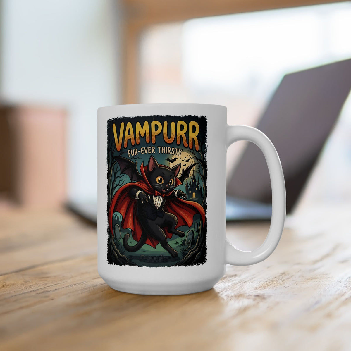 Vampurr 'Fur-ever Thirsty' Cat Vampire Ceramic Mug