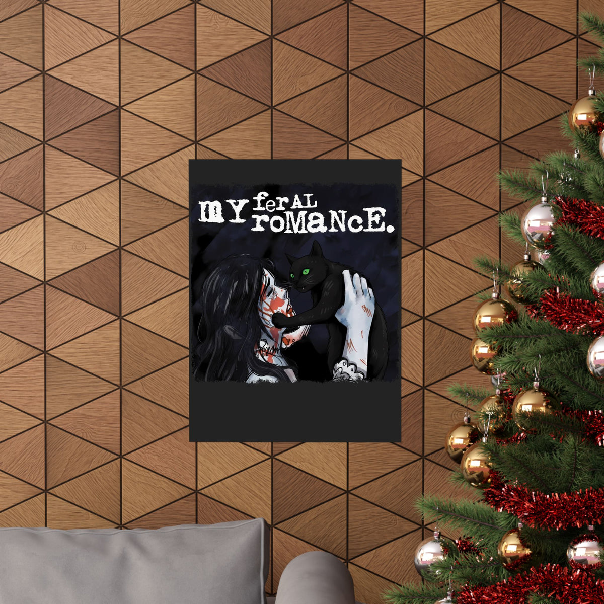 Cat Romance Poster Cute Cat & Human Love Illustration