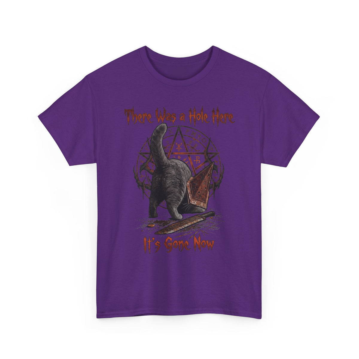 There Was A Hole Here Pyramid Head Cat T-Shirt — Silent Hill Parody Gaming Tee