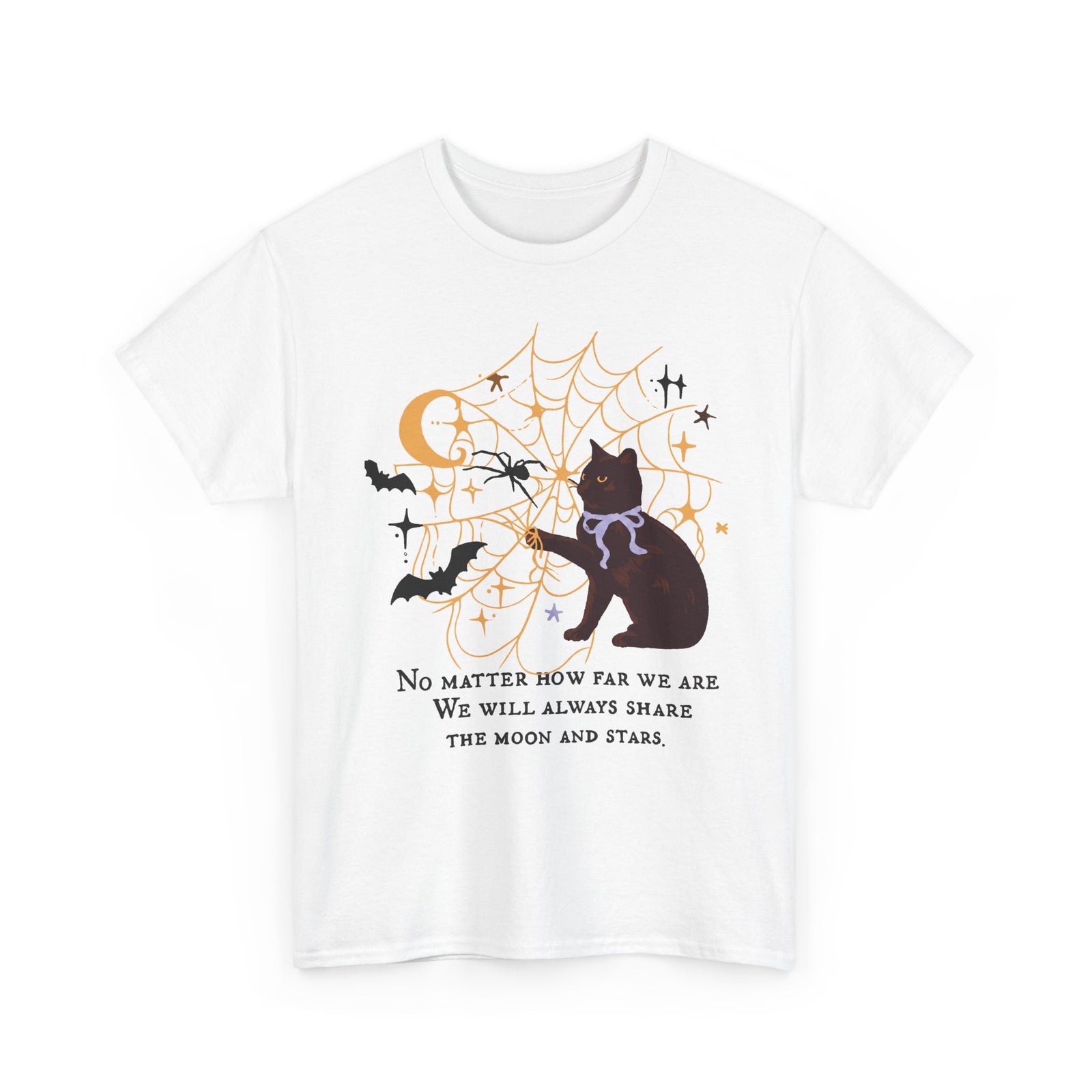 We Will Always Share The Moon And Stars Black Cat T-Shirt — Celestial Halloween Tee
