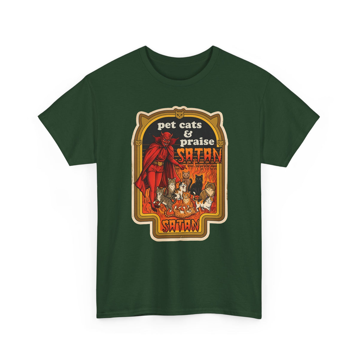 Pet Cats and Praise Satan T-Shirt — Gothic Cat Lover Tee