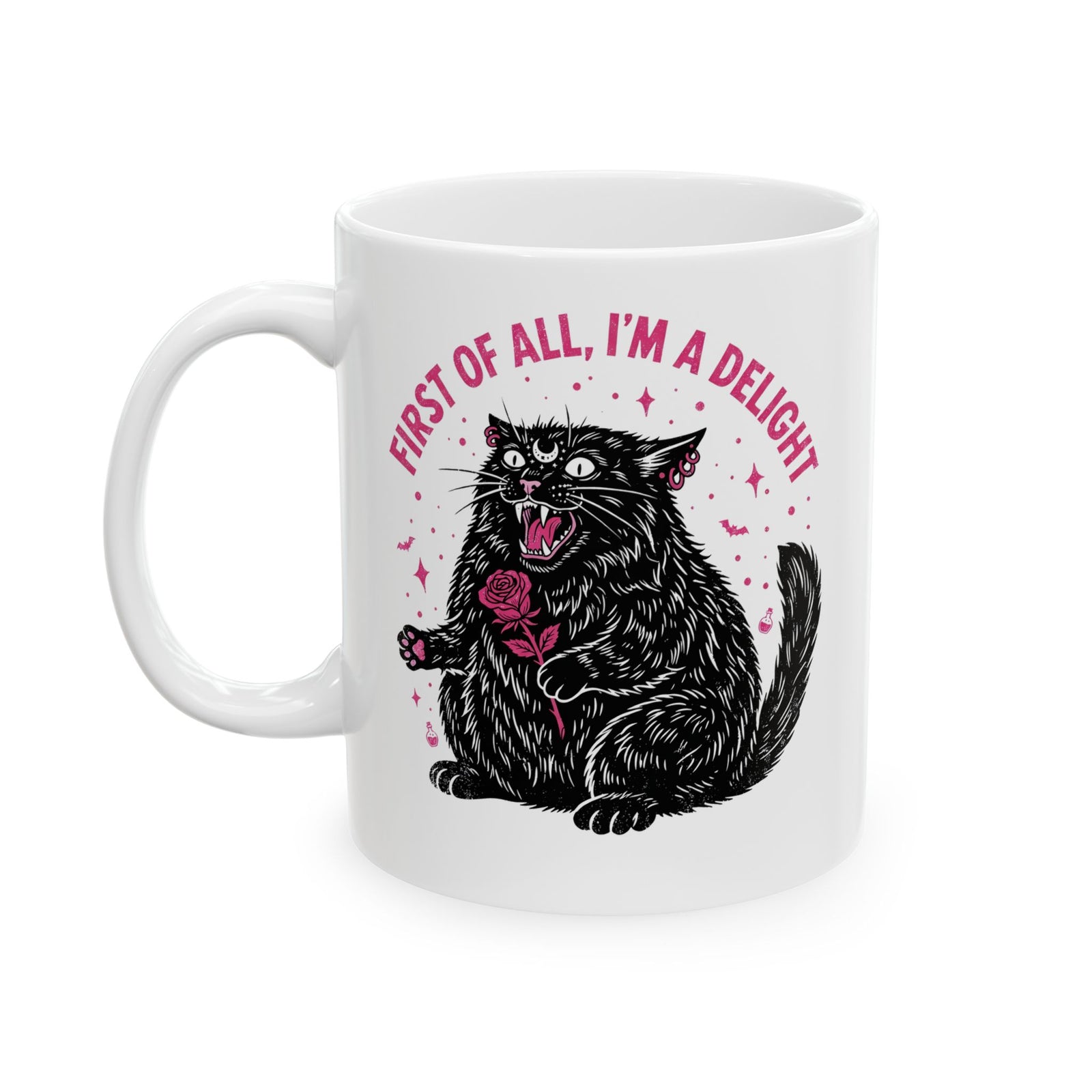 Black Cat "First of All I'm a Delight" Ceramic Mug