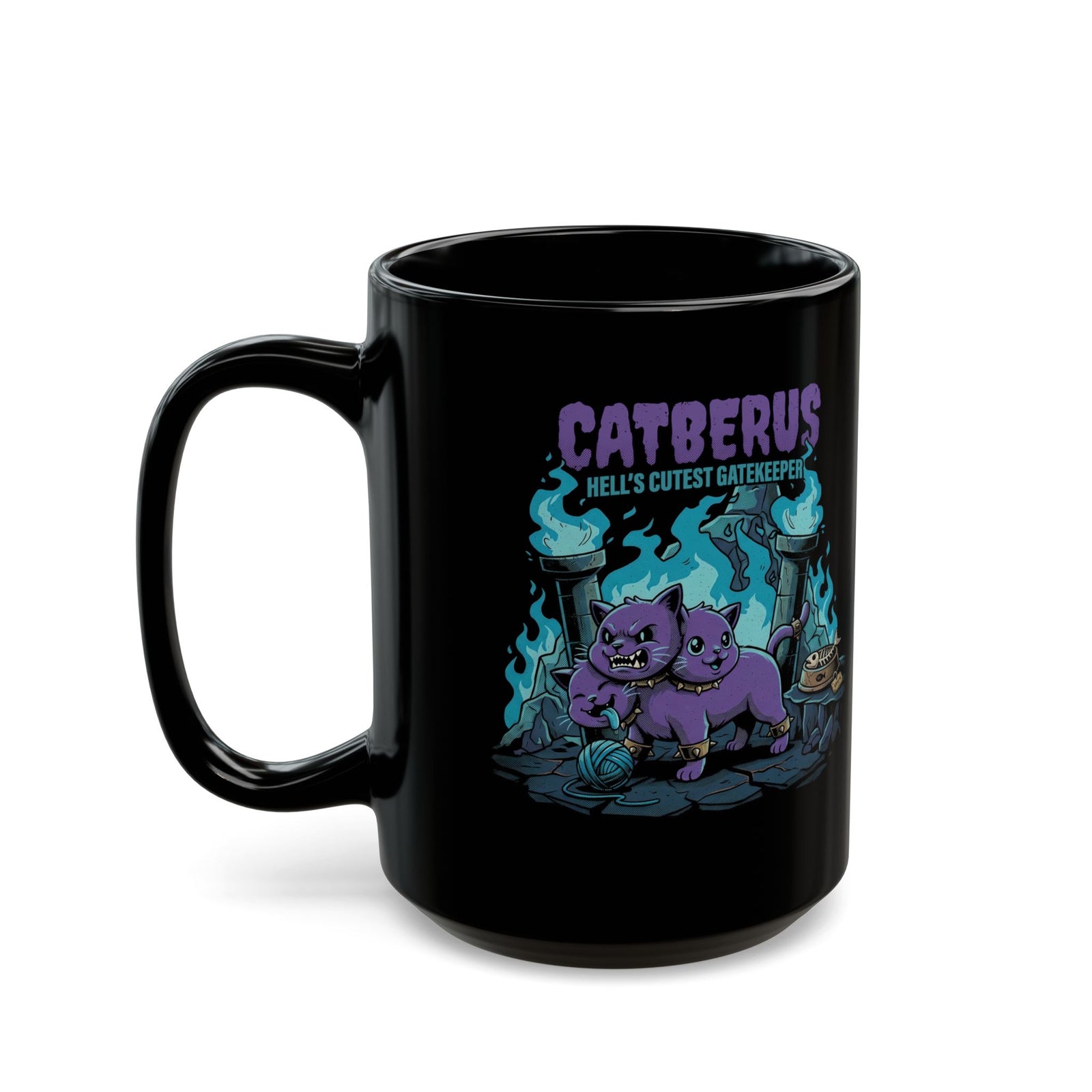 Catberus Spooky Cat Black Mug