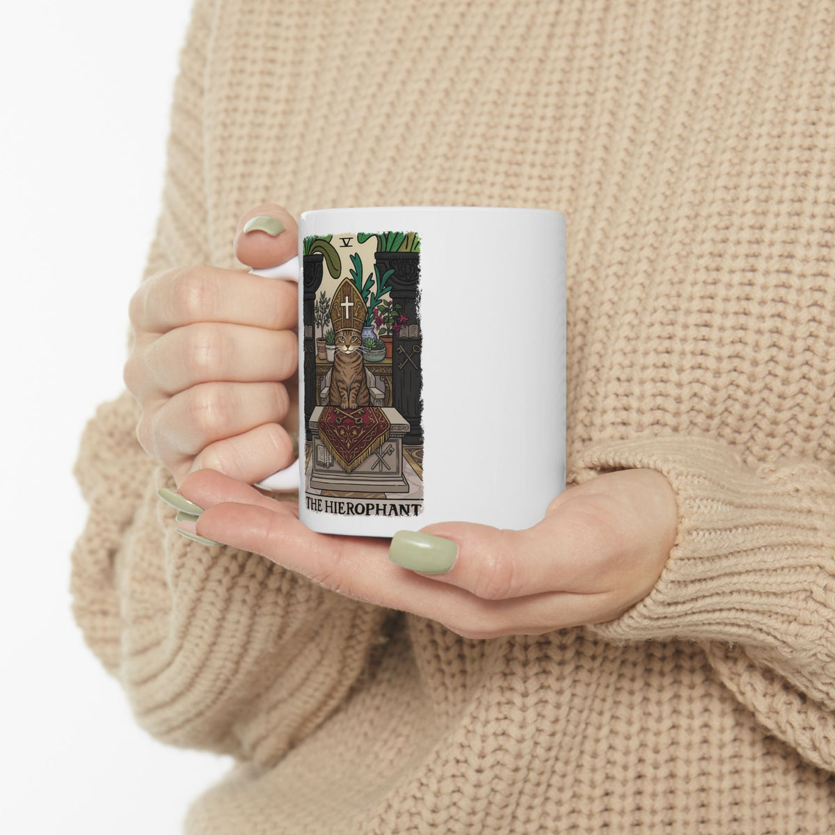 The Hierophant Cat Ceramic Mug — Mystical Tarot-Inspired Mug