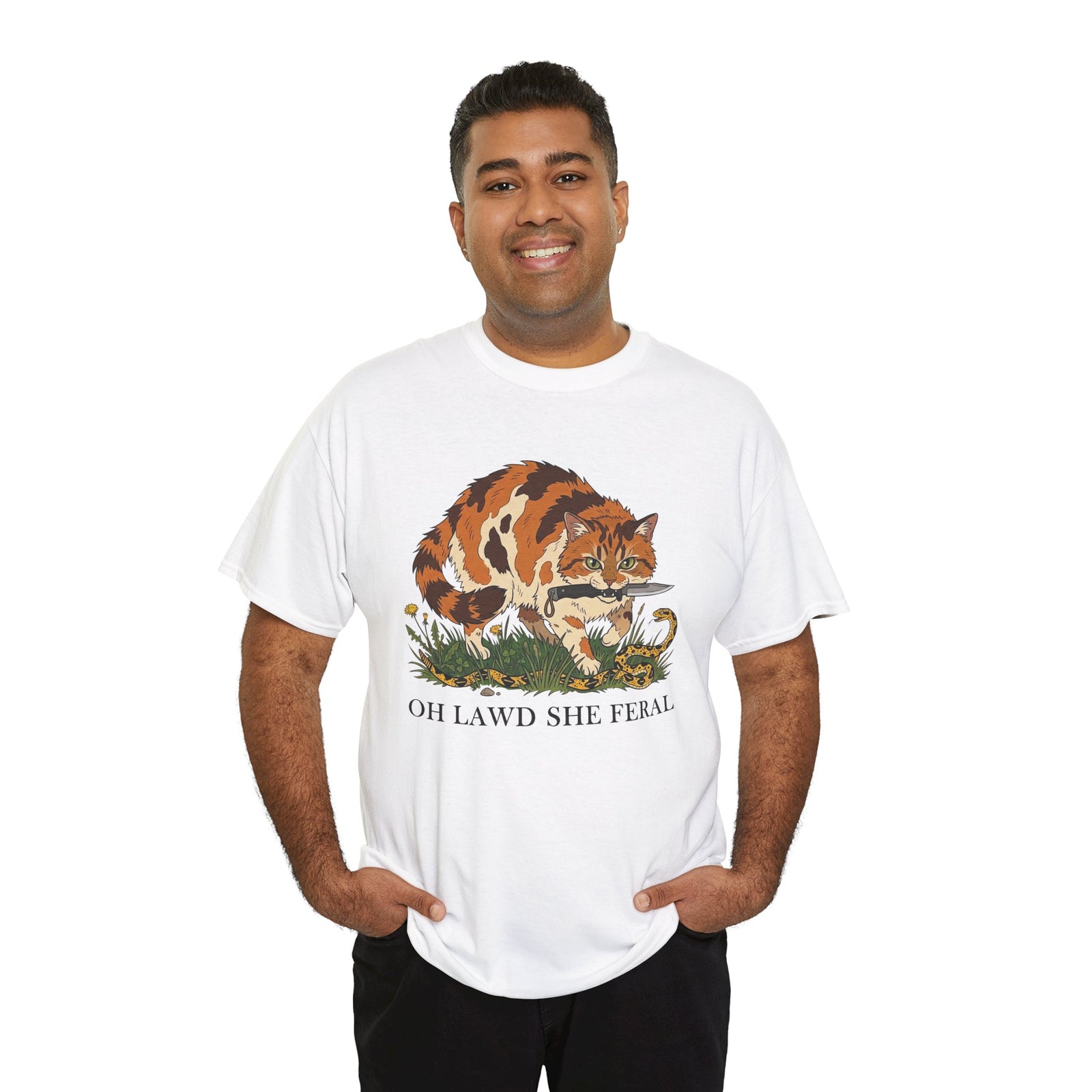 Feral Cats Tee — “Oh Lawd She Feral Cats!” Graphic T-Shirt