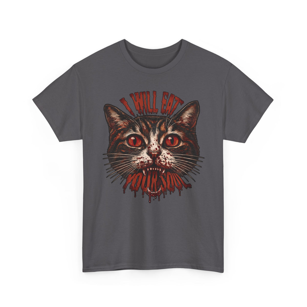 I Will Eat Your Soul T-Shirt — Horror Demon Cat Graphic Tee