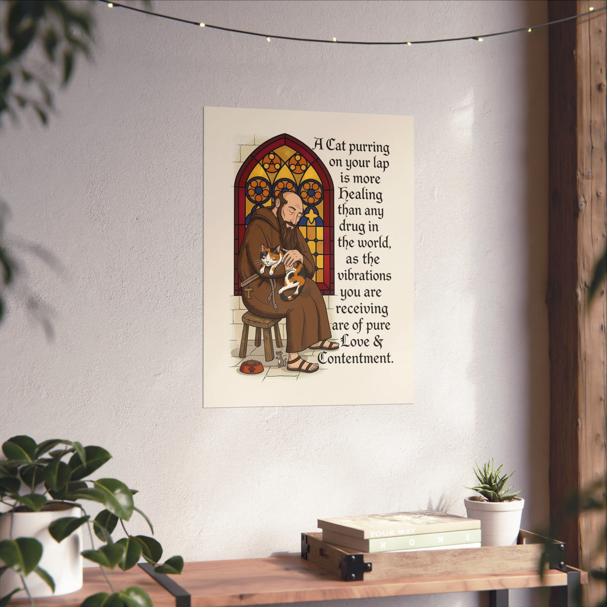 Saint Anthony the Abbot Poster — Patron Saint of Animals with Cats Graphic