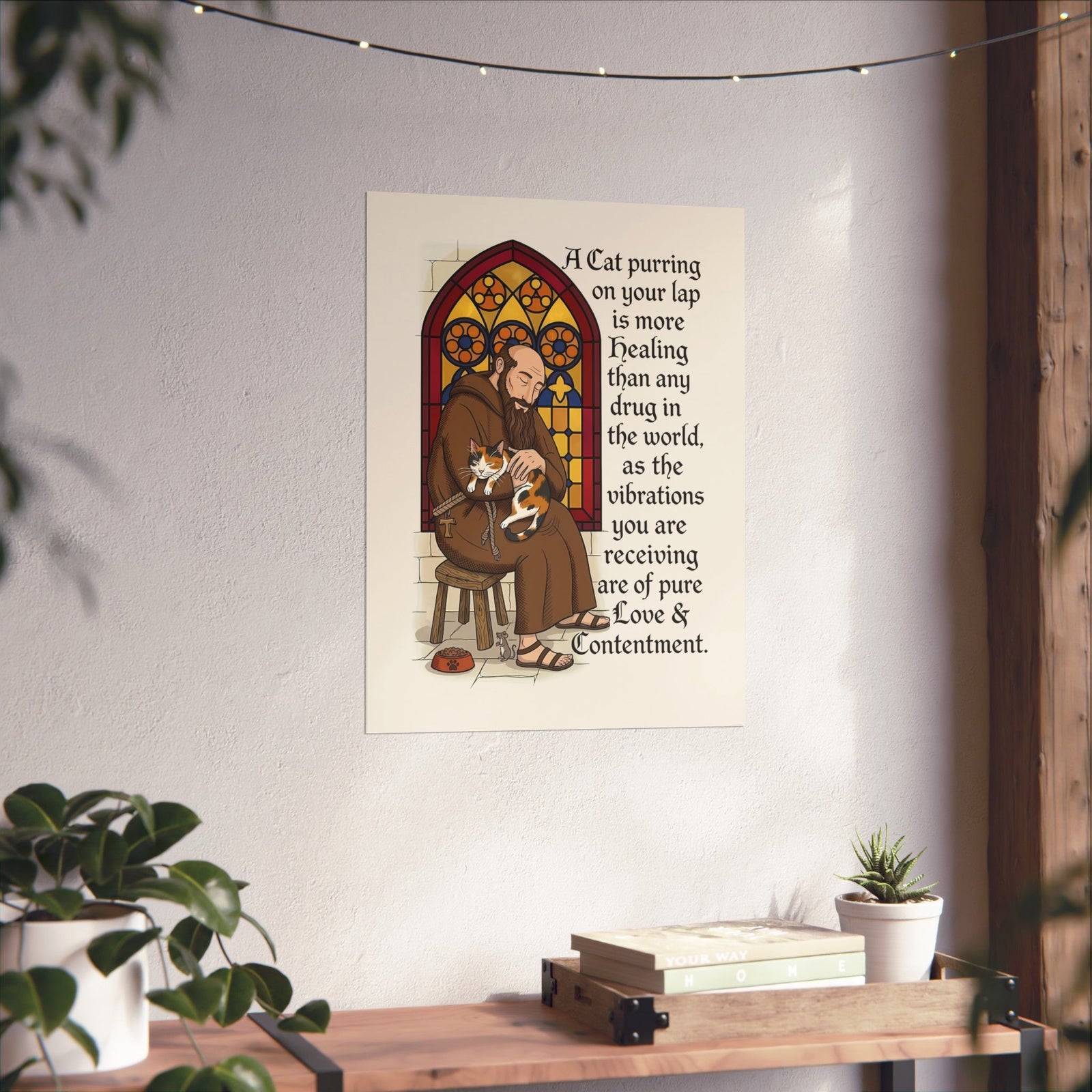 Saint Anthony the Abbot Poster — Patron Saint of Animals with Cats Graphic