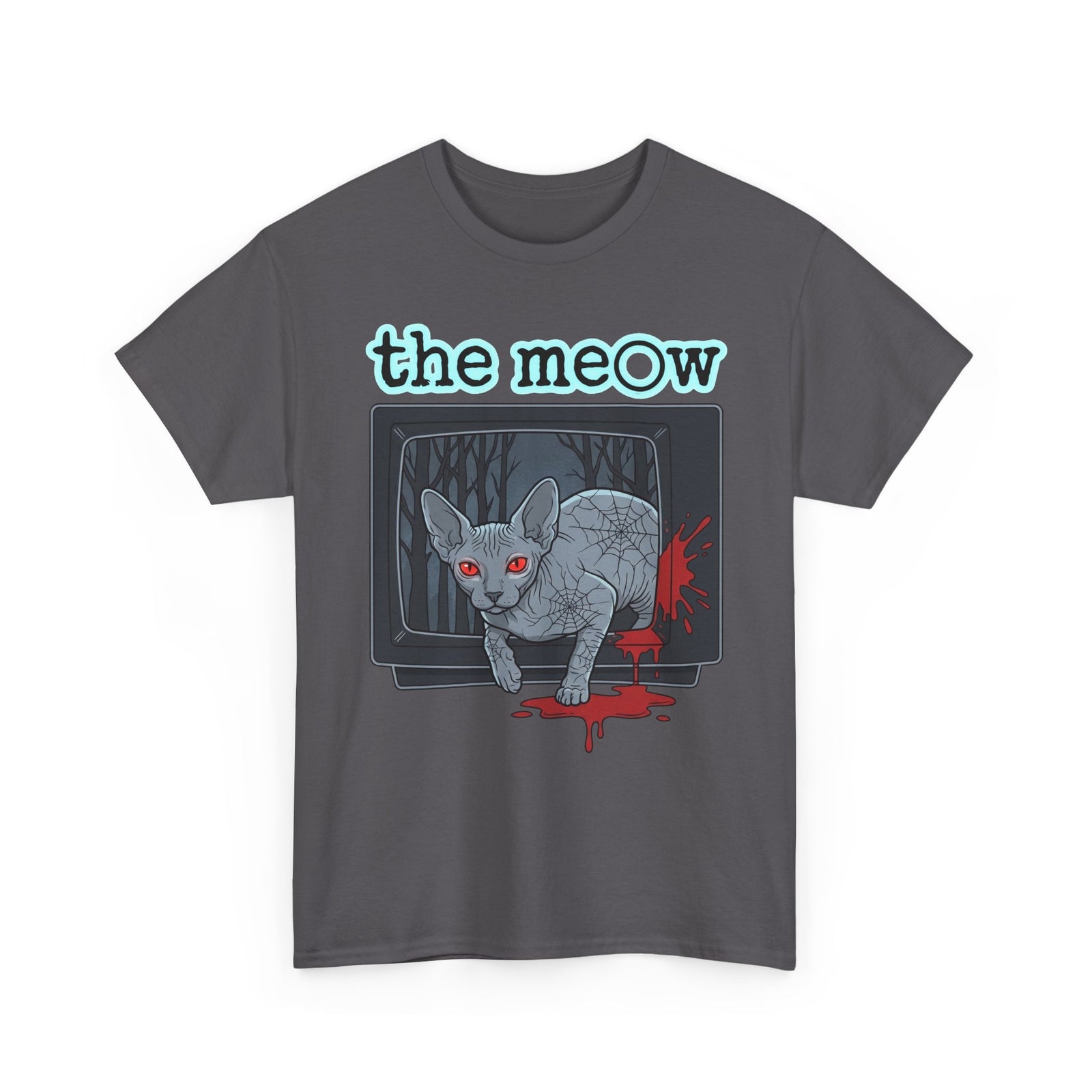 The meow Creepy Cat TV Horror T-Shirt