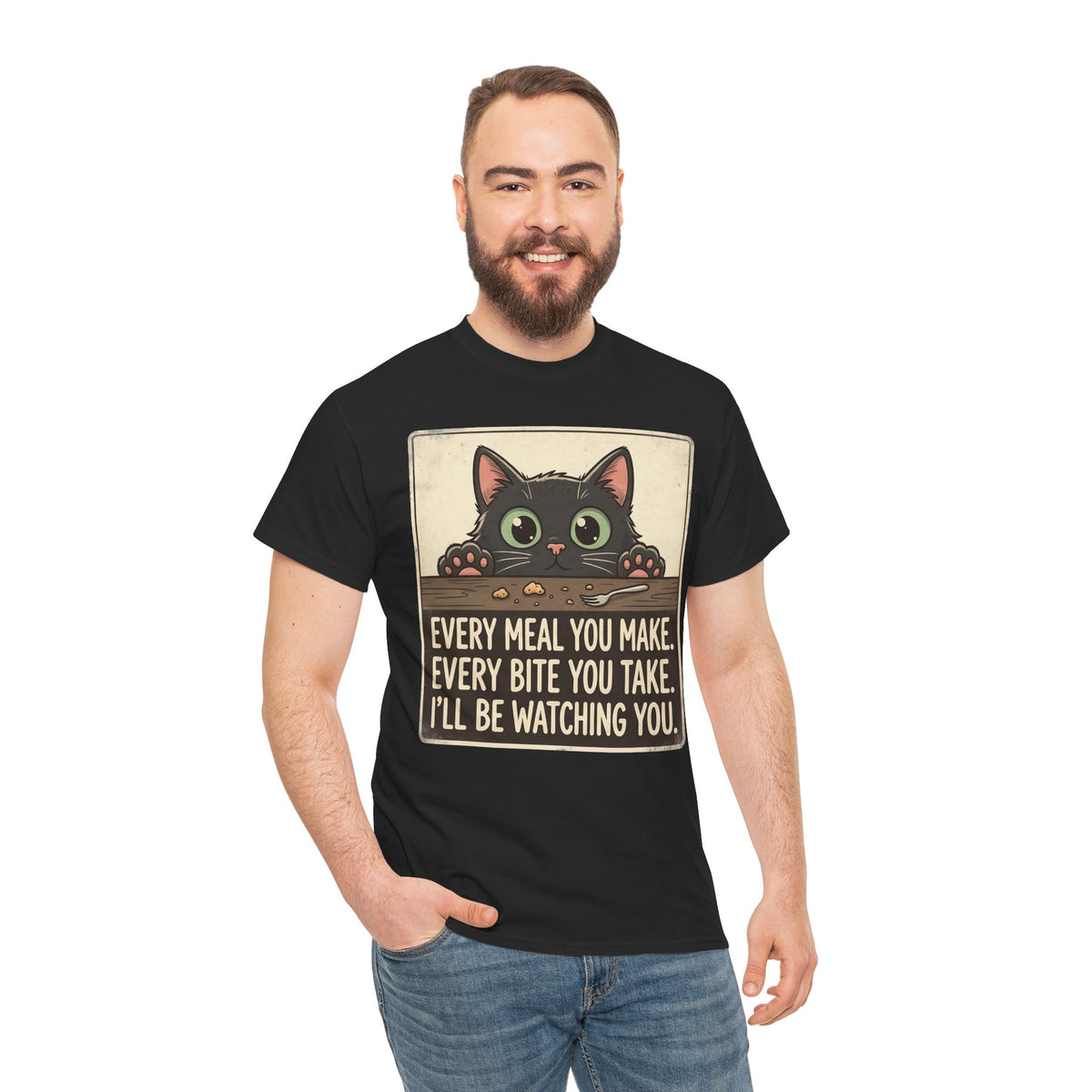 Cute Stalker Cat Watching You T-Shirt — Funny Cat Lover Tee