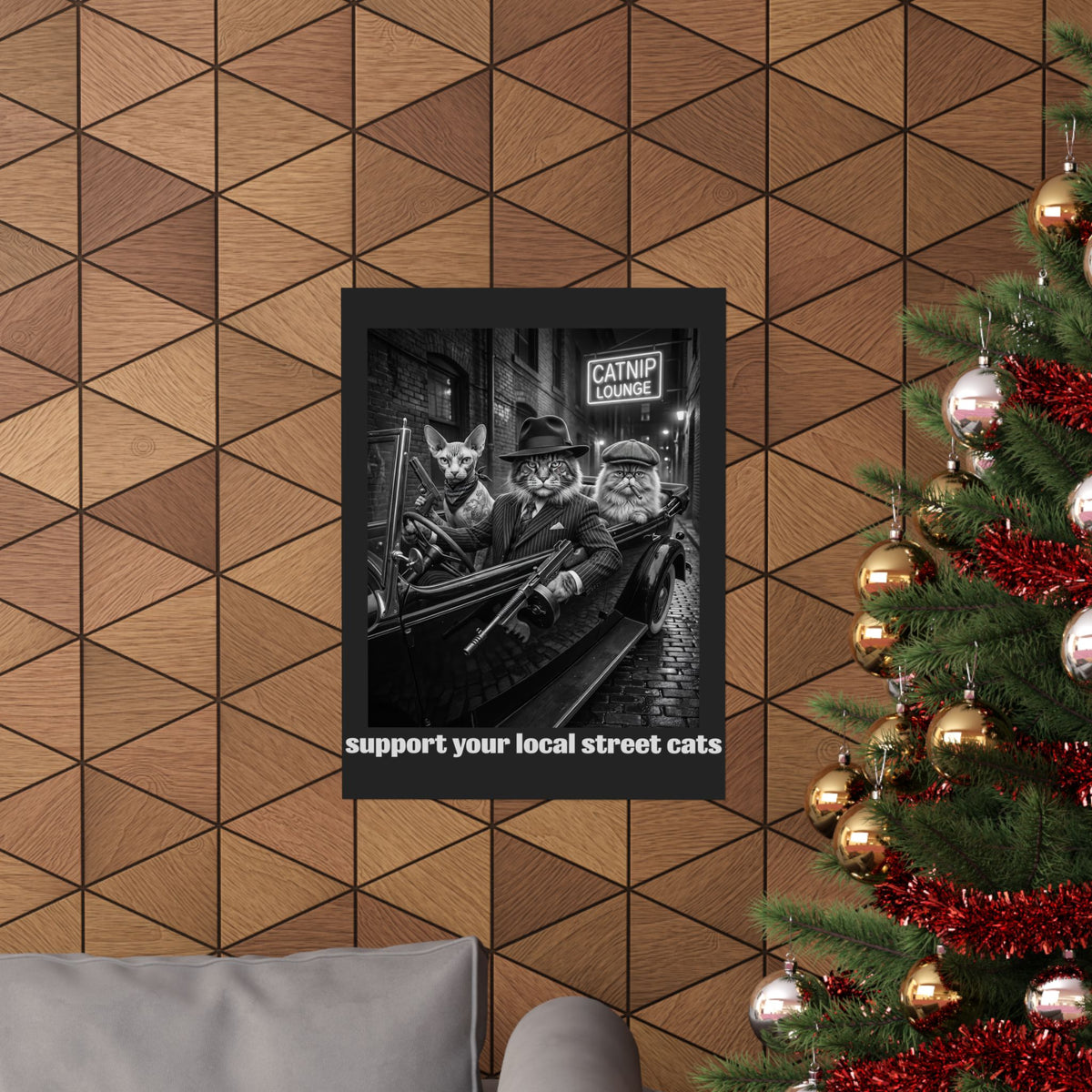 Support Your Local Street Cats T‑Poster — Retro Rescue Cat Poster