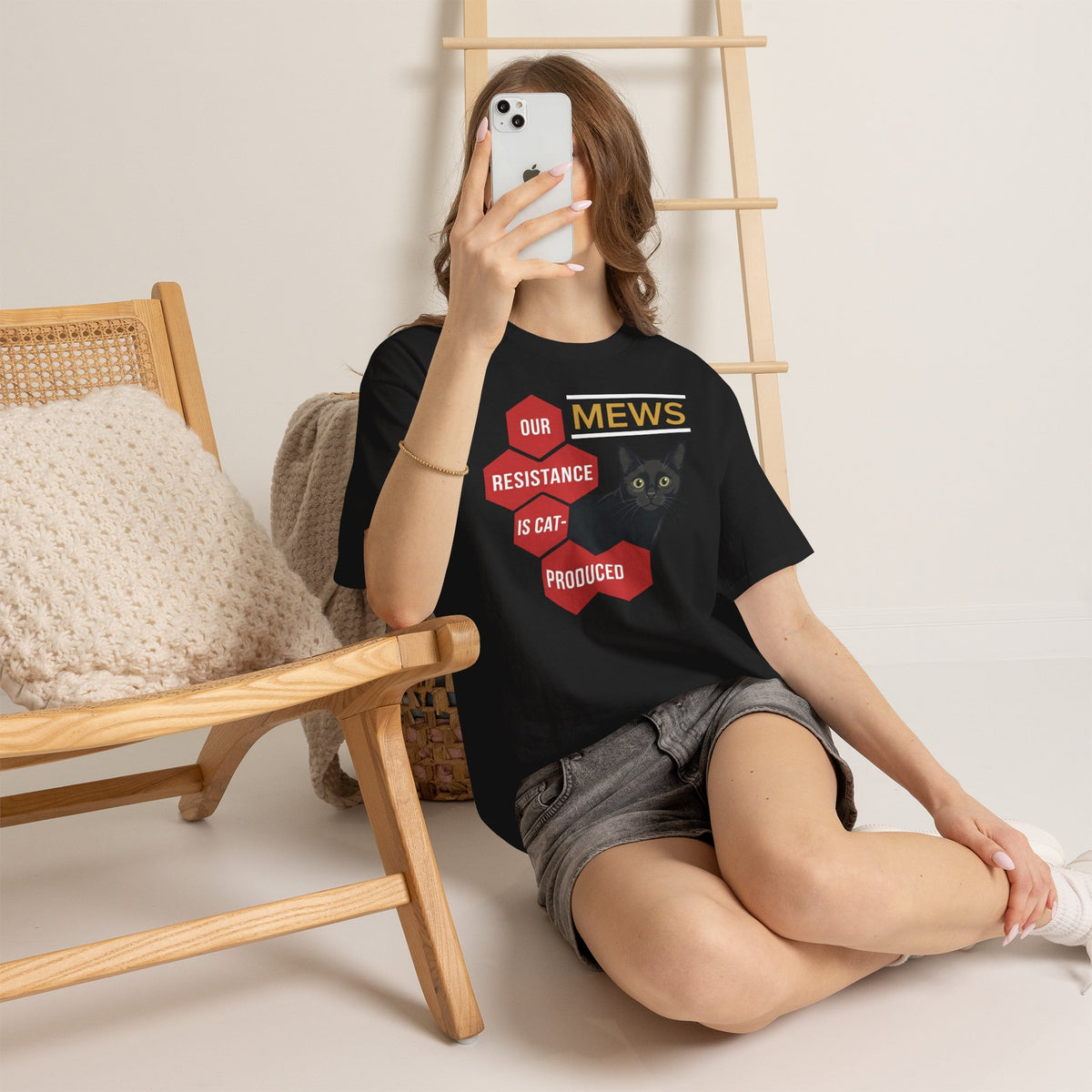 Mews Resistance Is Cat-Produced Tee — Funny Cat Protest Graphic T-Shirt
