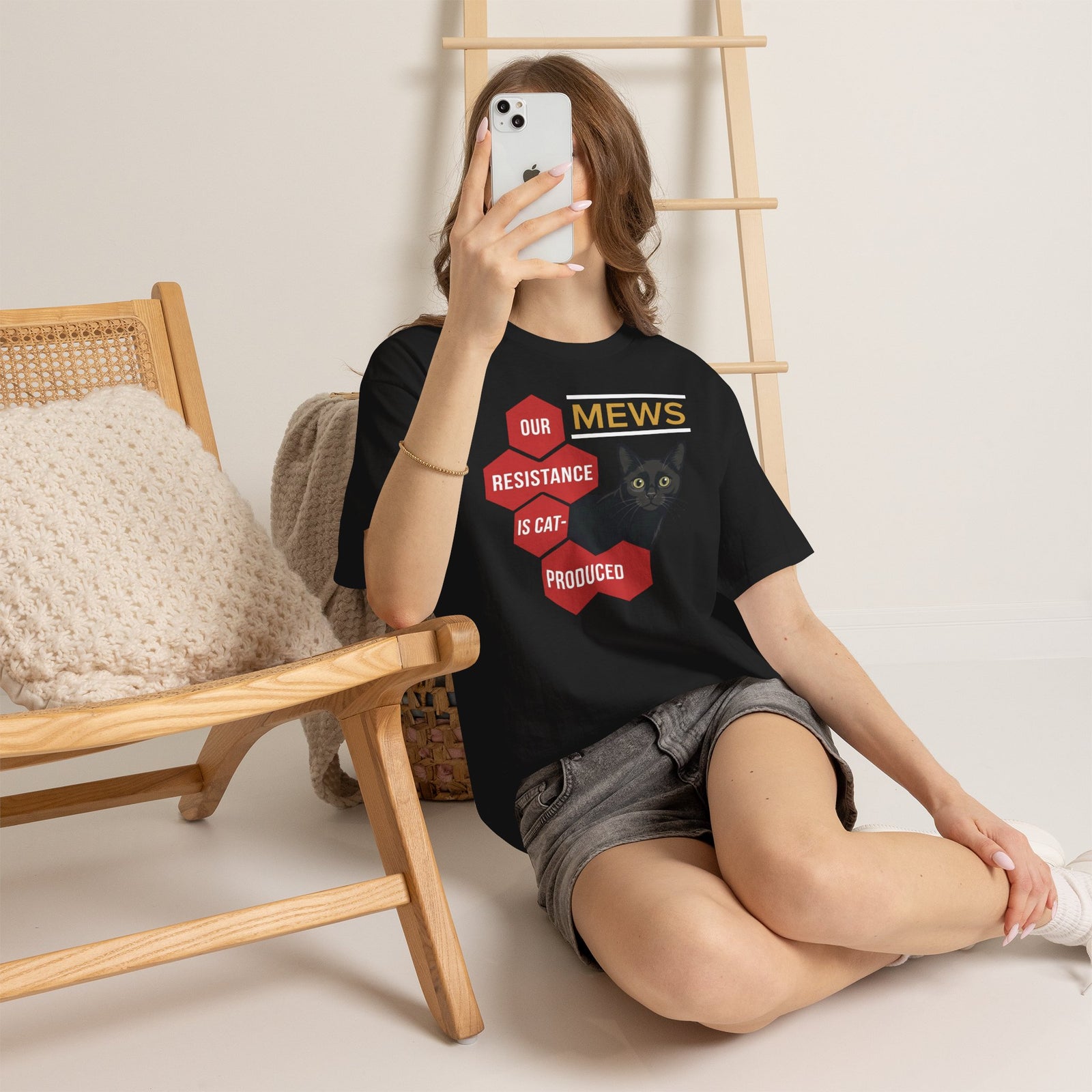 Mews Resistance Is Cat-Produced Tee — Funny Cat Protest Graphic T-Shirt