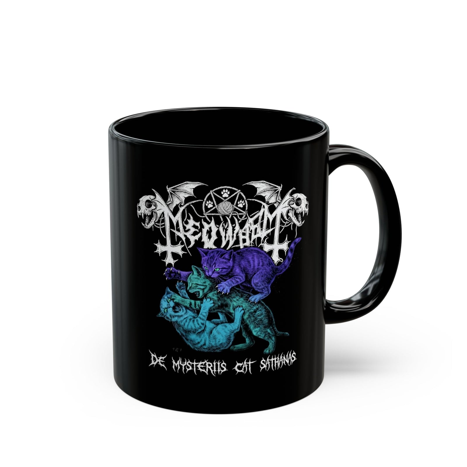 Meowmetal Cat Rock Black Mug