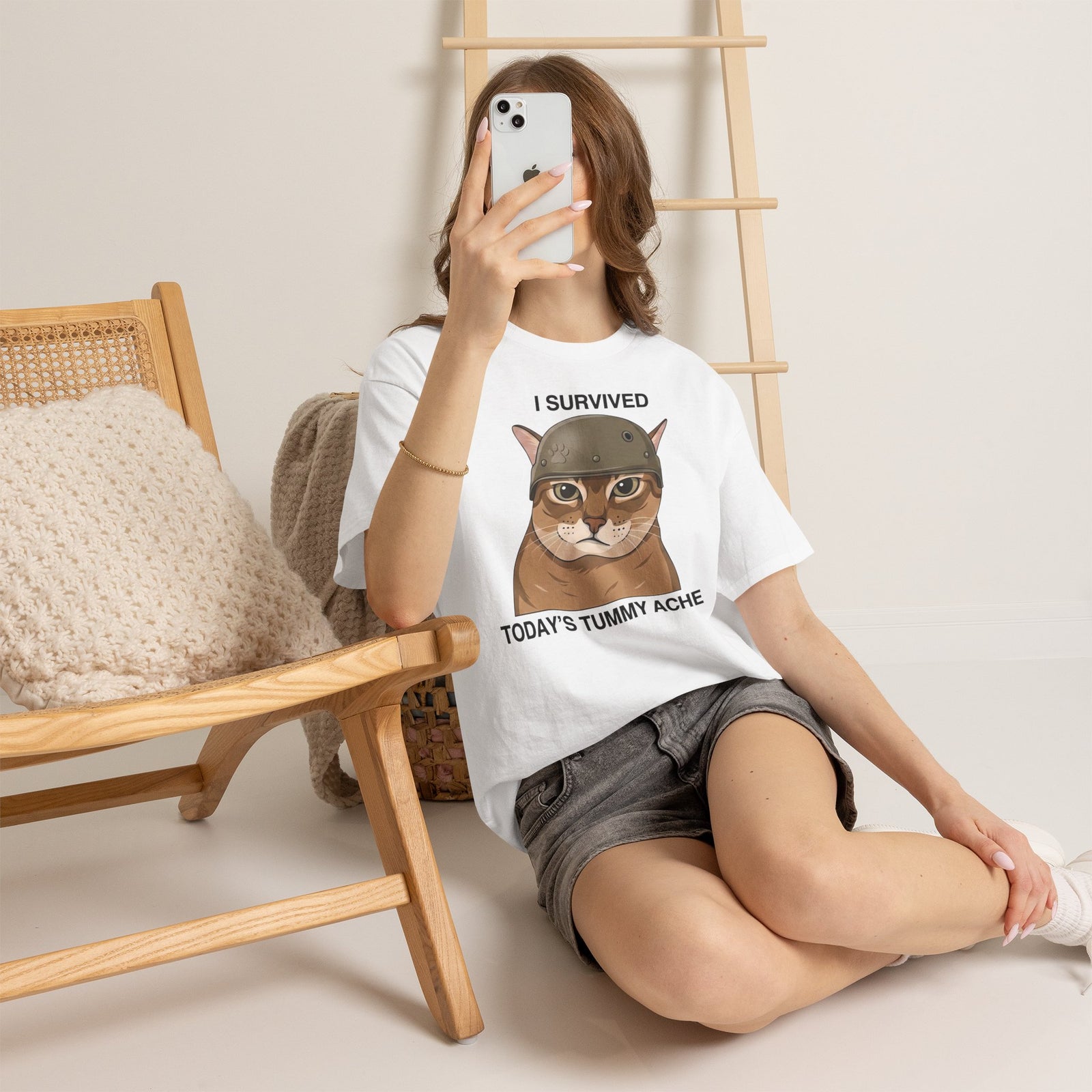 I Survived Today's Tummy Ache T-Shirt — Funny Novelty Tee for Moms, Kids & Caregivers