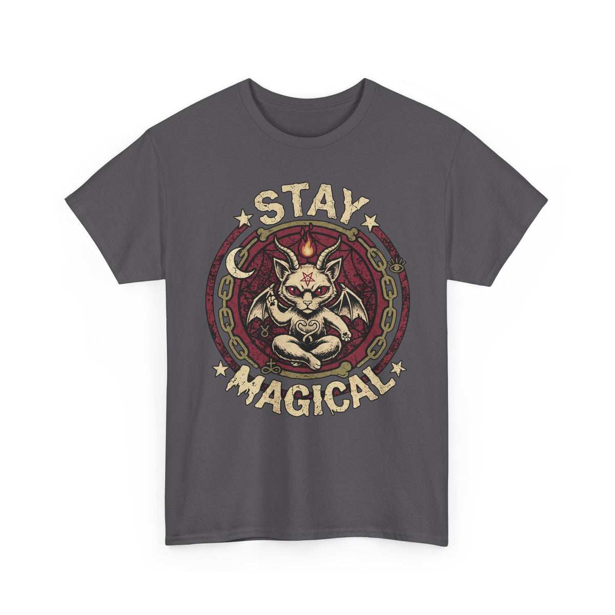 Stay Magical Baphomet Cat — Occult Gothic Aesthetic Graphic Art