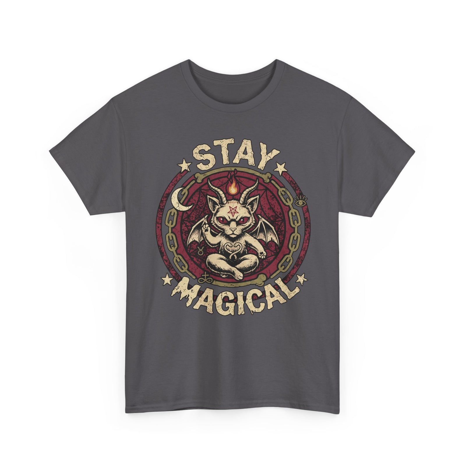 Stay Magical Baphomet Cat — Occult Gothic Aesthetic Graphic Art