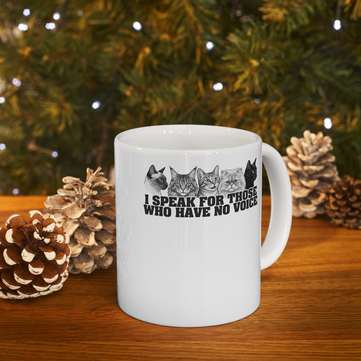 Cat Lover Ceramic Mug — "I Speak for Those Who Have No Voice" Animal Rescue Mug