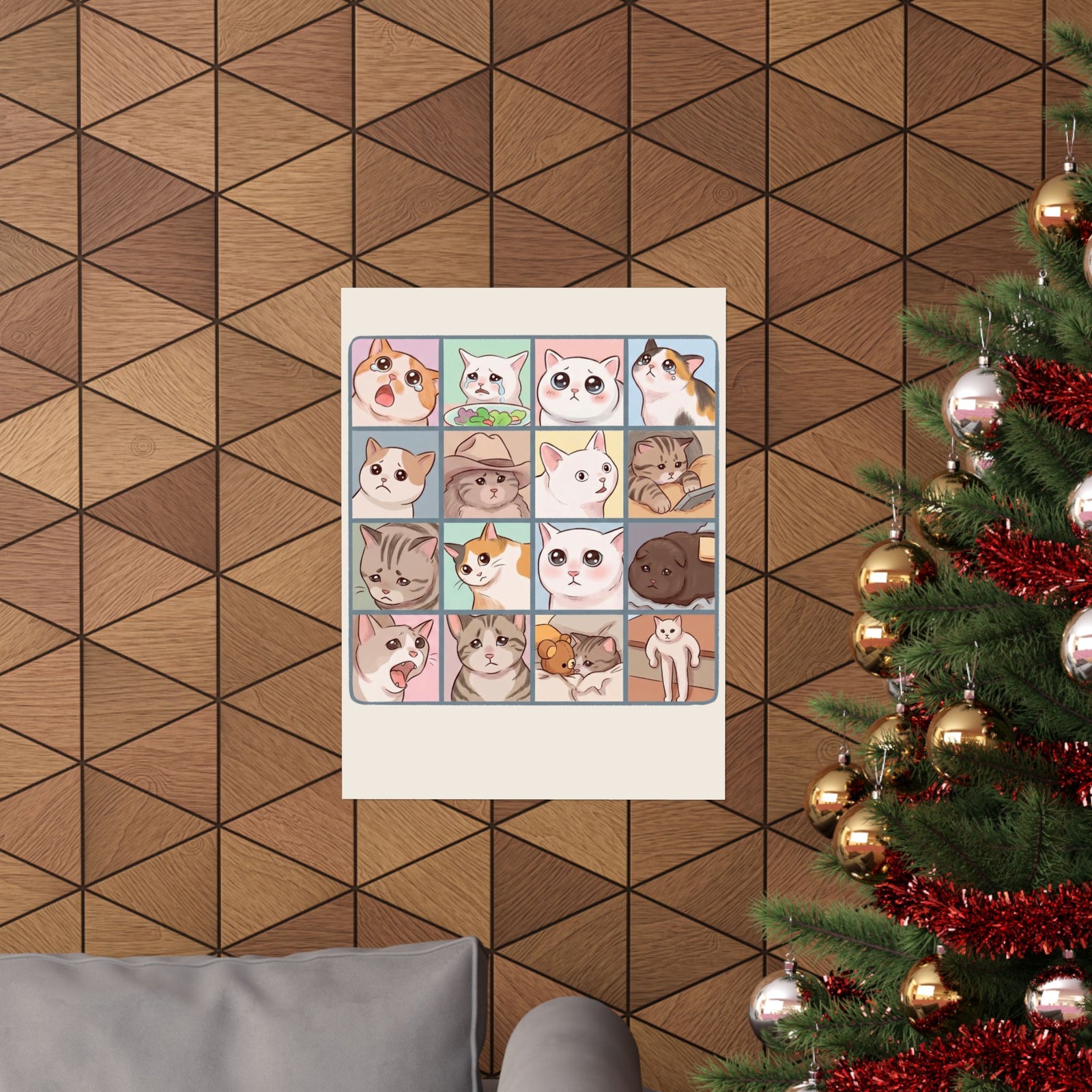 Cat Reactions Poster Funny Cat Memes Poster