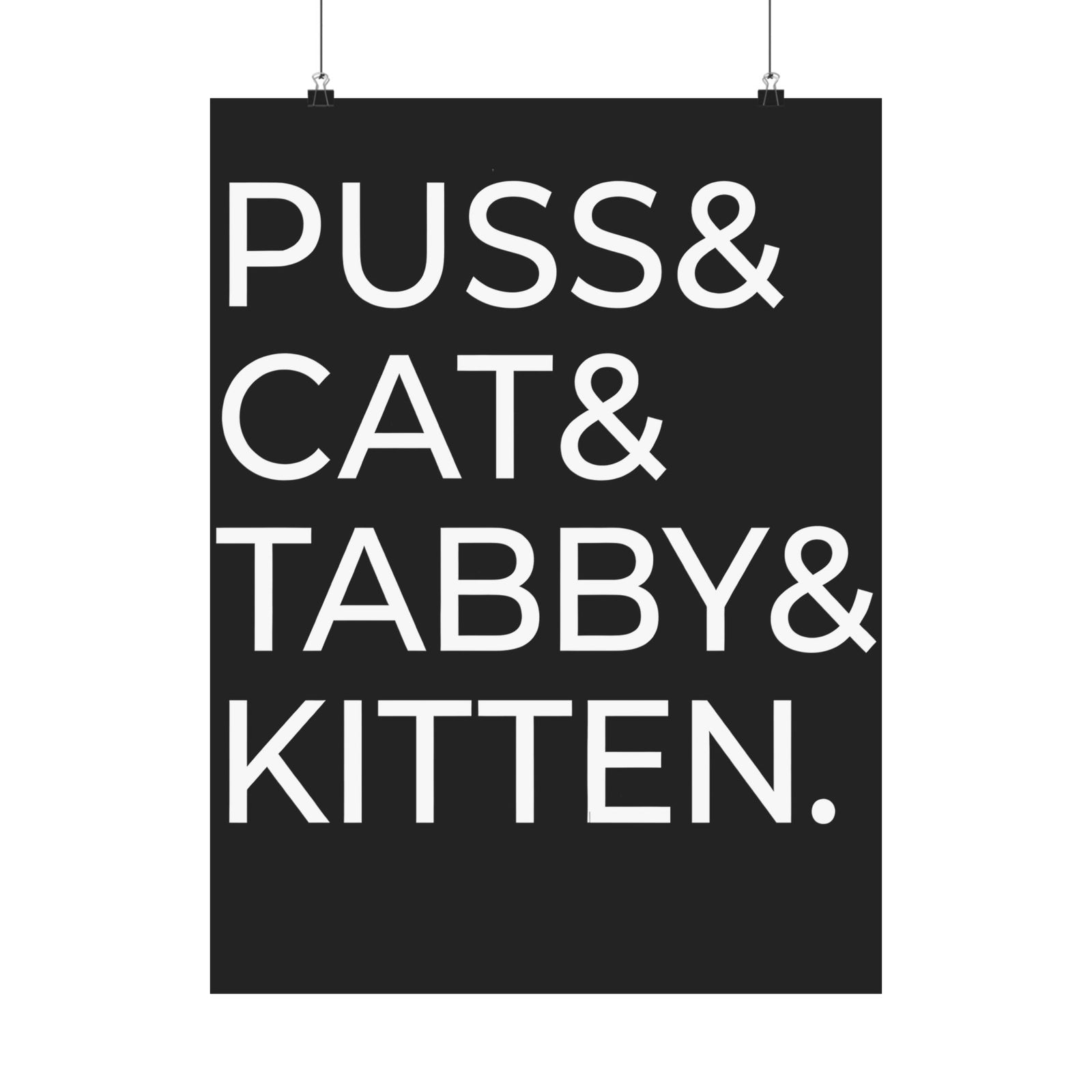 Puss and Kitten Cat Poster — Cute Tabby Cat Graphic Poster