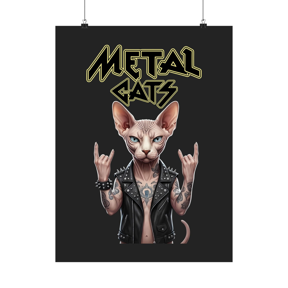 Metal Cats Poster — Heavy Metal Cat Graphic Poster