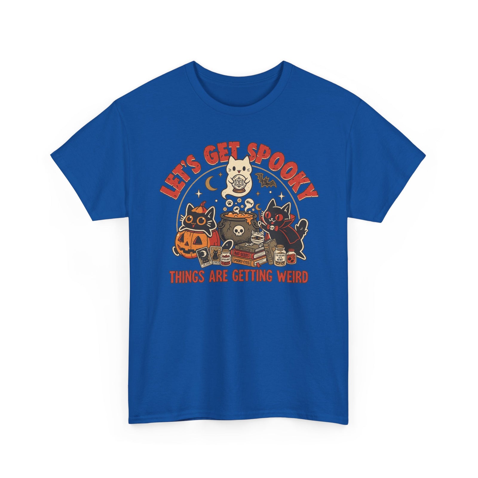 Let's Get Spooky T-Shirt — Cute Retro Halloween Cats & Pumpkins Tee ("Things Are Getting Weird")