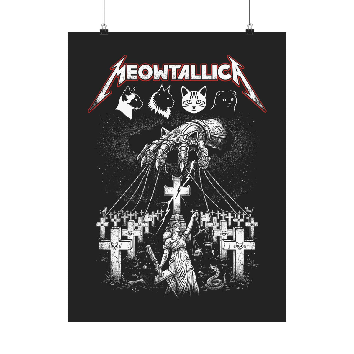 Meowtallica Graphic Poster — Metal Cat Band Poster