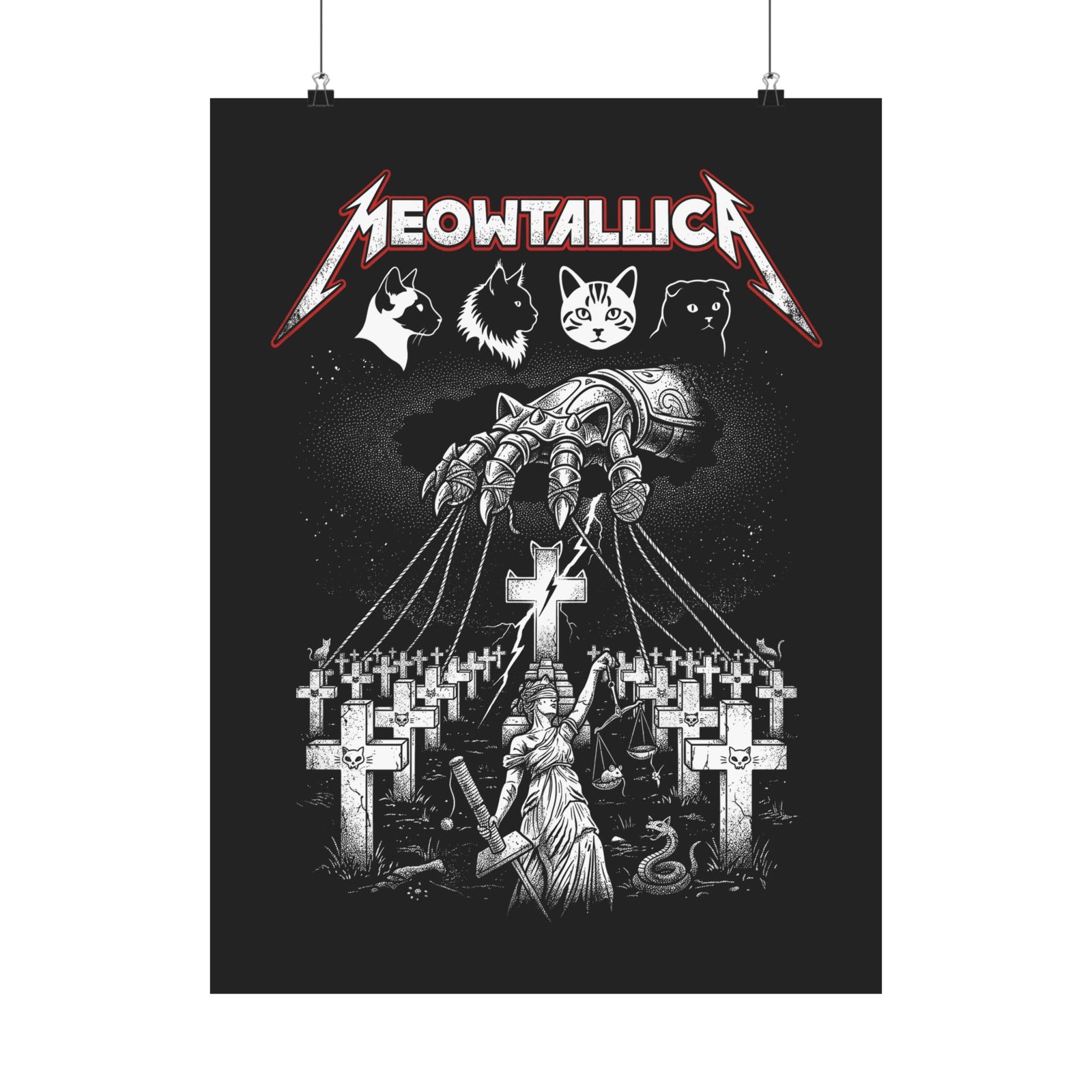 Meowtallica Graphic Poster — Metal Cat Band Poster