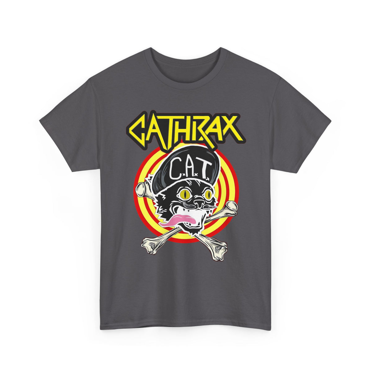 Cathrax Parody Cat T-Shirt — Heavy Metal Band Cat Graphic Tee