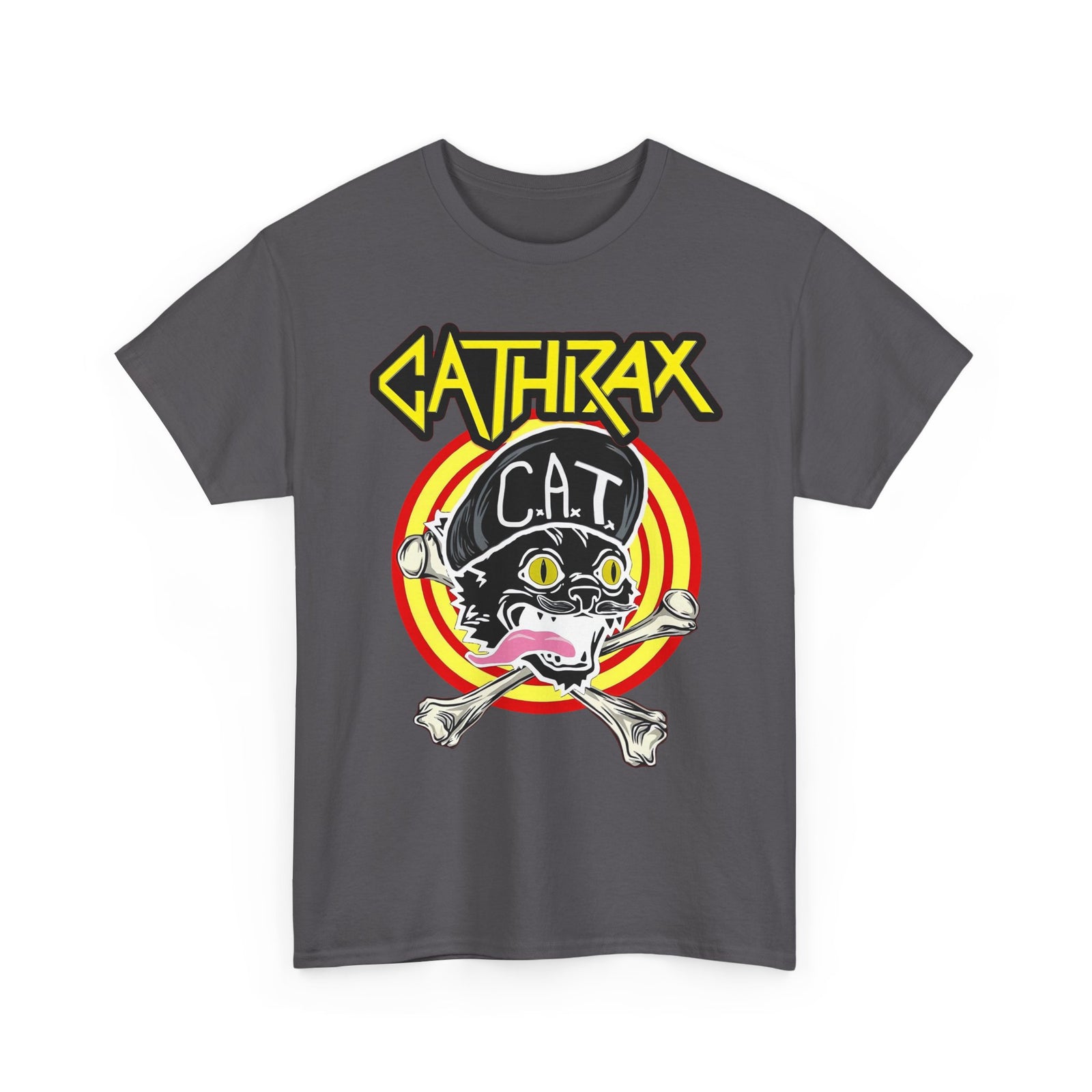 Cathrax Parody Cat T-Shirt — Heavy Metal Band Cat Graphic Tee