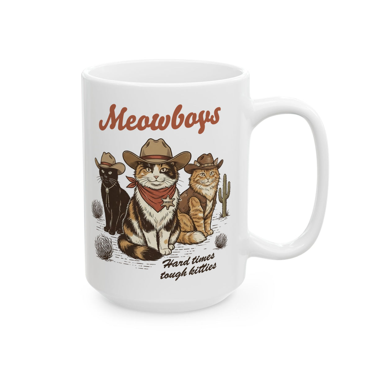 Meowboys Cat Cowboy Ceramic Mug — Funny Western Cat Mug for Cat Lovers