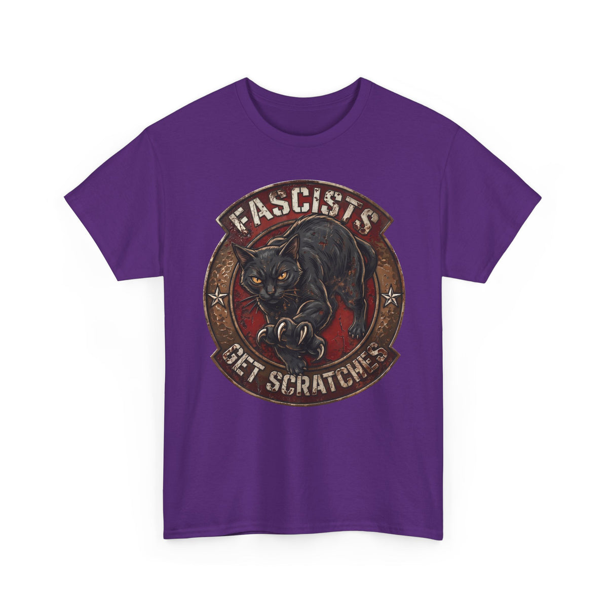 Fascists Get Scratches T-Shirt — Funny Anti-Fascist Black Cat Tee