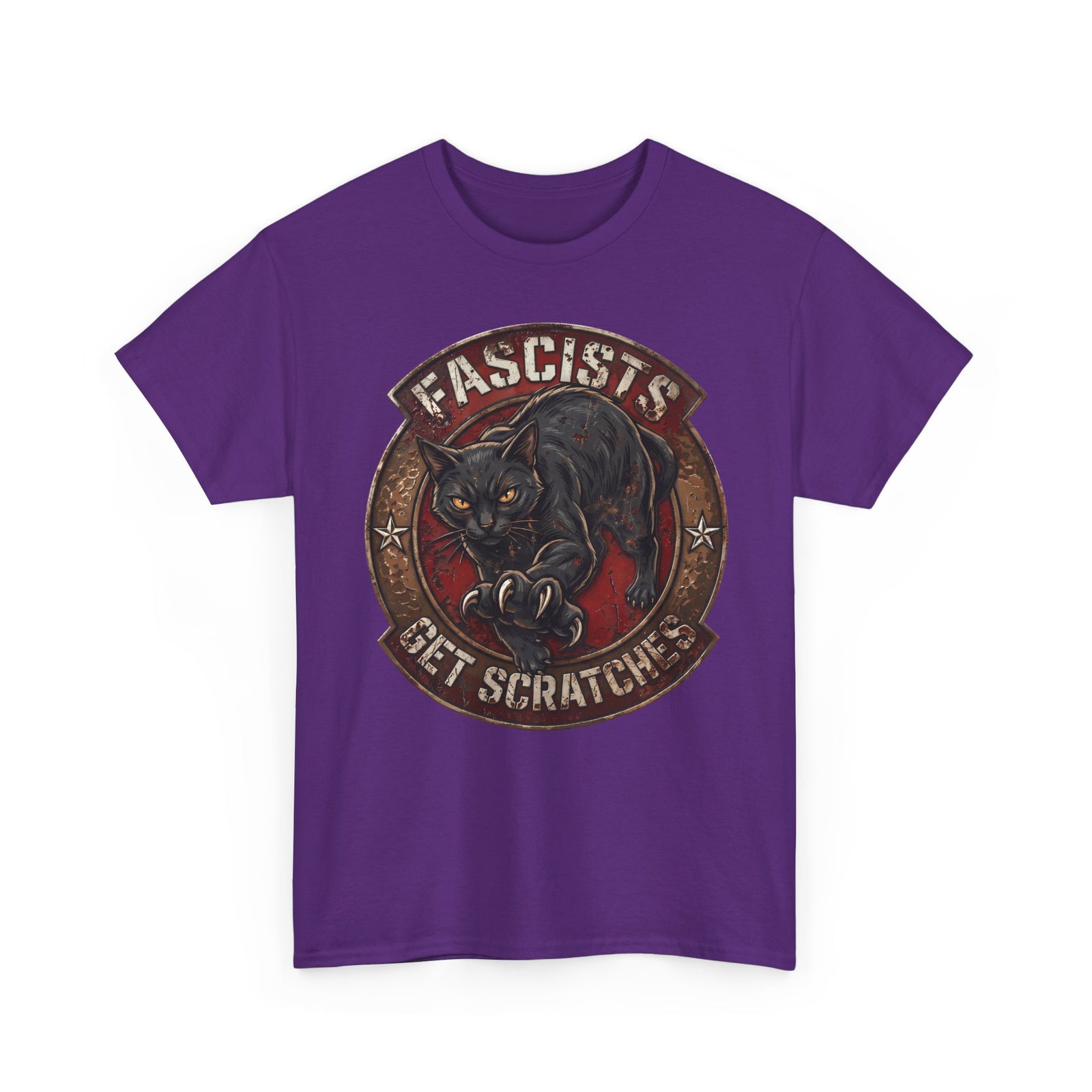 Fascists Get Scratches T-Shirt — Funny Anti-Fascist Black Cat Tee