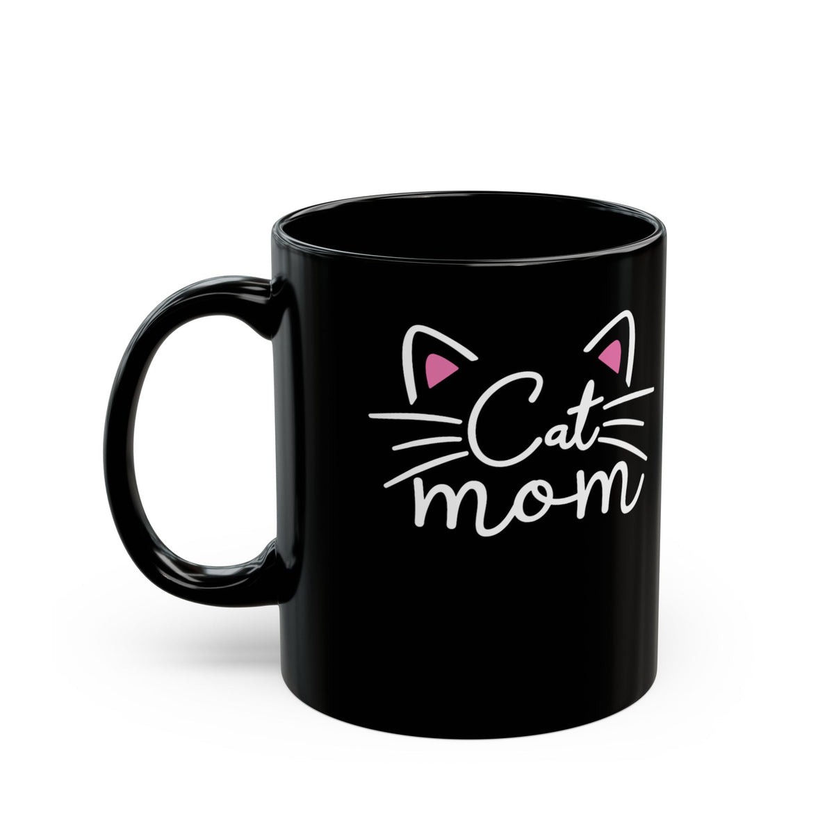 Cat Mom Black Mug - Cute Cat Lover Gift for Women
