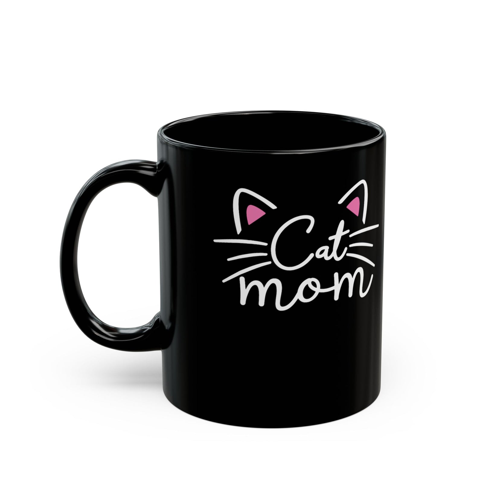 Cat Mom Black Mug - Cute Cat Lover Gift for Women