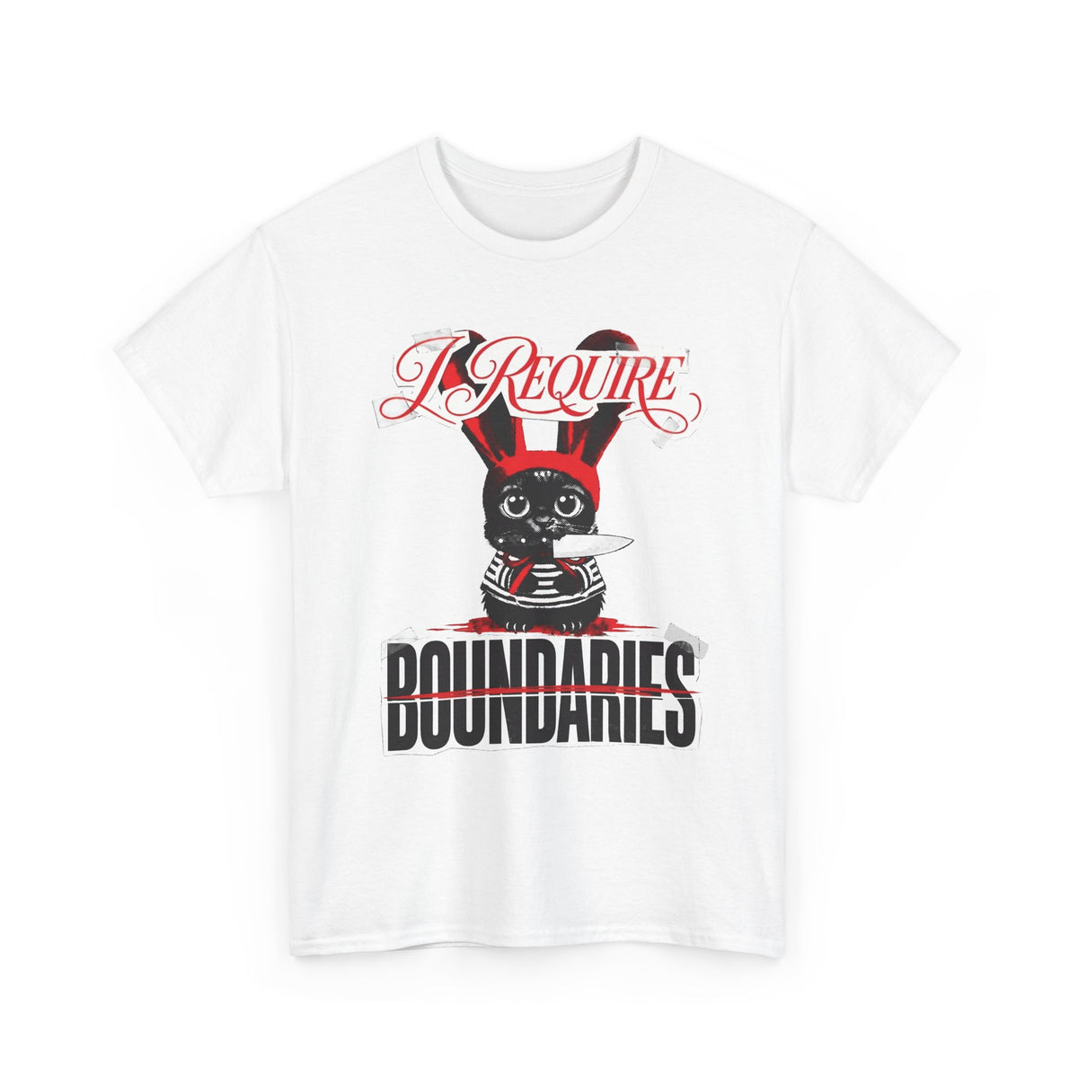 I Require Boundaries T-Shirt — Funny Creepy Cute Cat Knife Tee