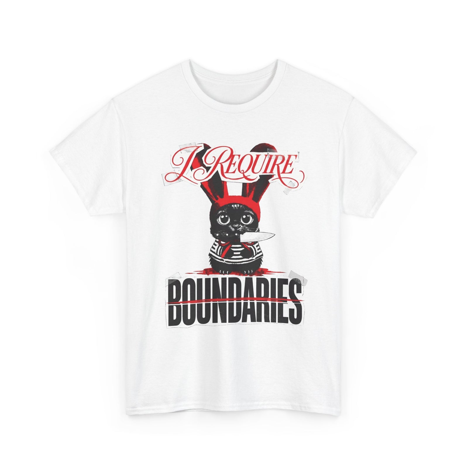 I Require Boundaries T-Shirt — Funny Creepy Cute Cat Knife Tee