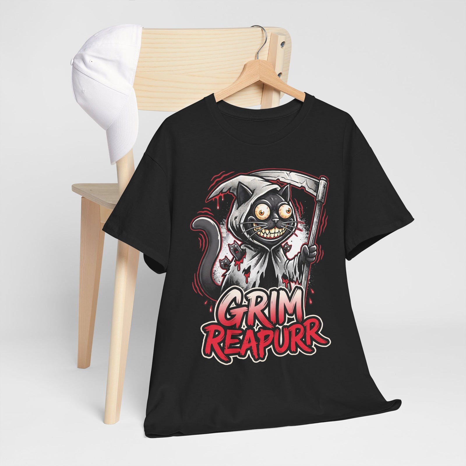 Grim Reapurr Black Cat Scythe Shirt — Funny Gothic Reaper T-Shirt