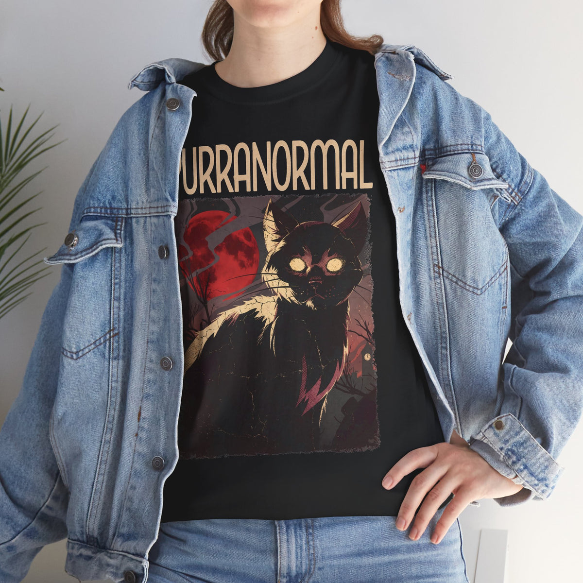Purranormal Black Cat T-Shirt — Spooky Blood Moon Ghost Cat Tee