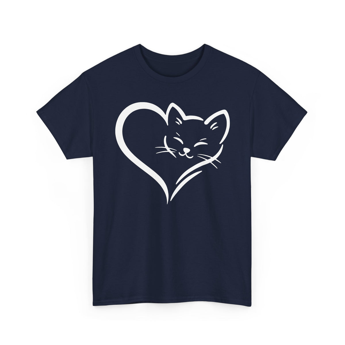 Cute Cat Heart T-Shirt - Cat Lover Gift - Adorable Cat Silhouette Tee