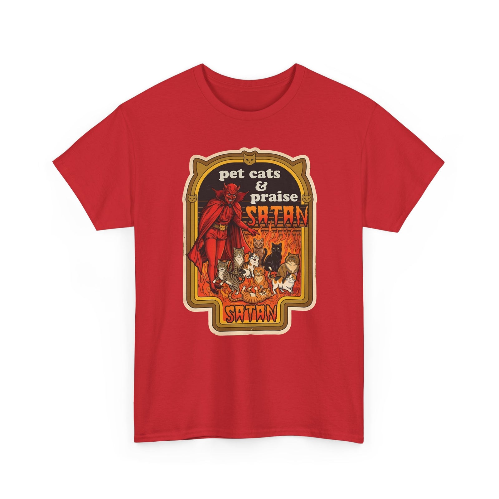 Pet Cats and Praise Satan T-Shirt — Gothic Cat Lover Tee