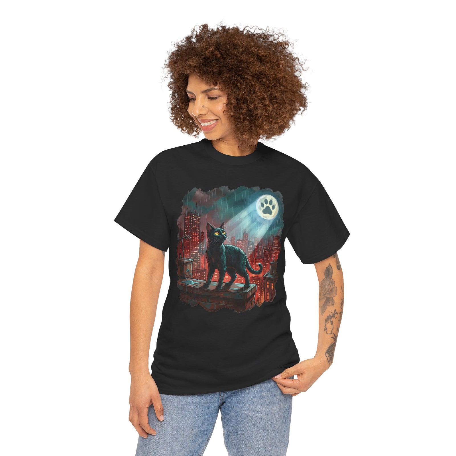 Black Cat Hero T-Shirt — Noir City Rescue Paw Signal Tee