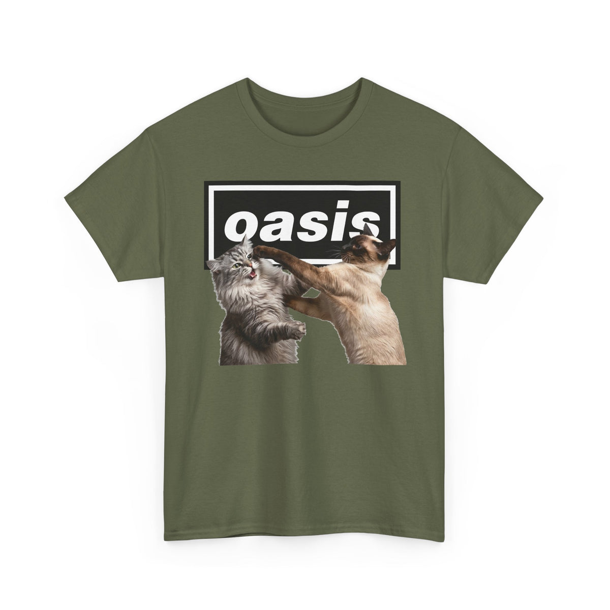Oasis Cat Fight T-Shirt — Desert Cat Battle Graphic Tee