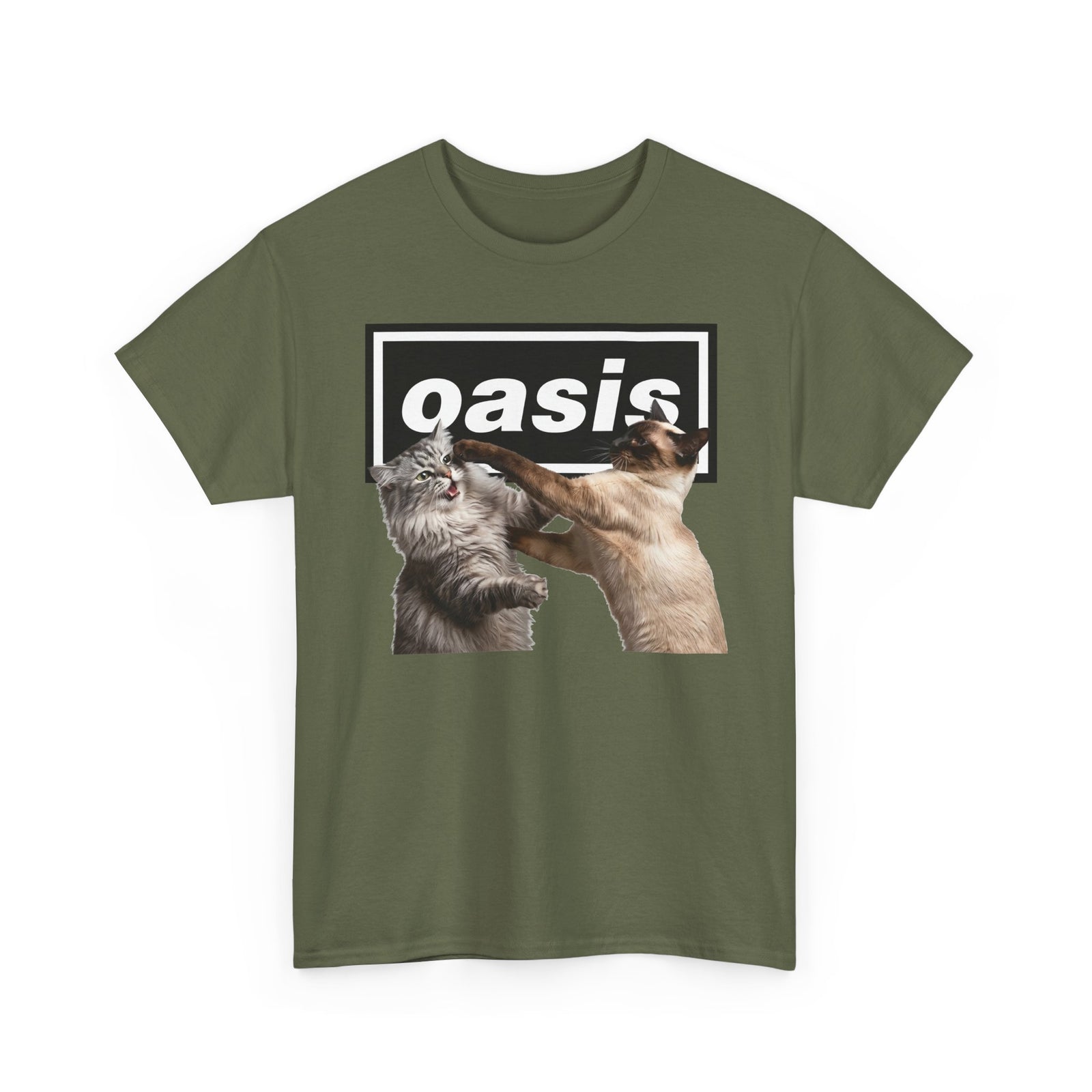 Oasis Cat Fight T-Shirt — Desert Cat Battle Graphic Tee