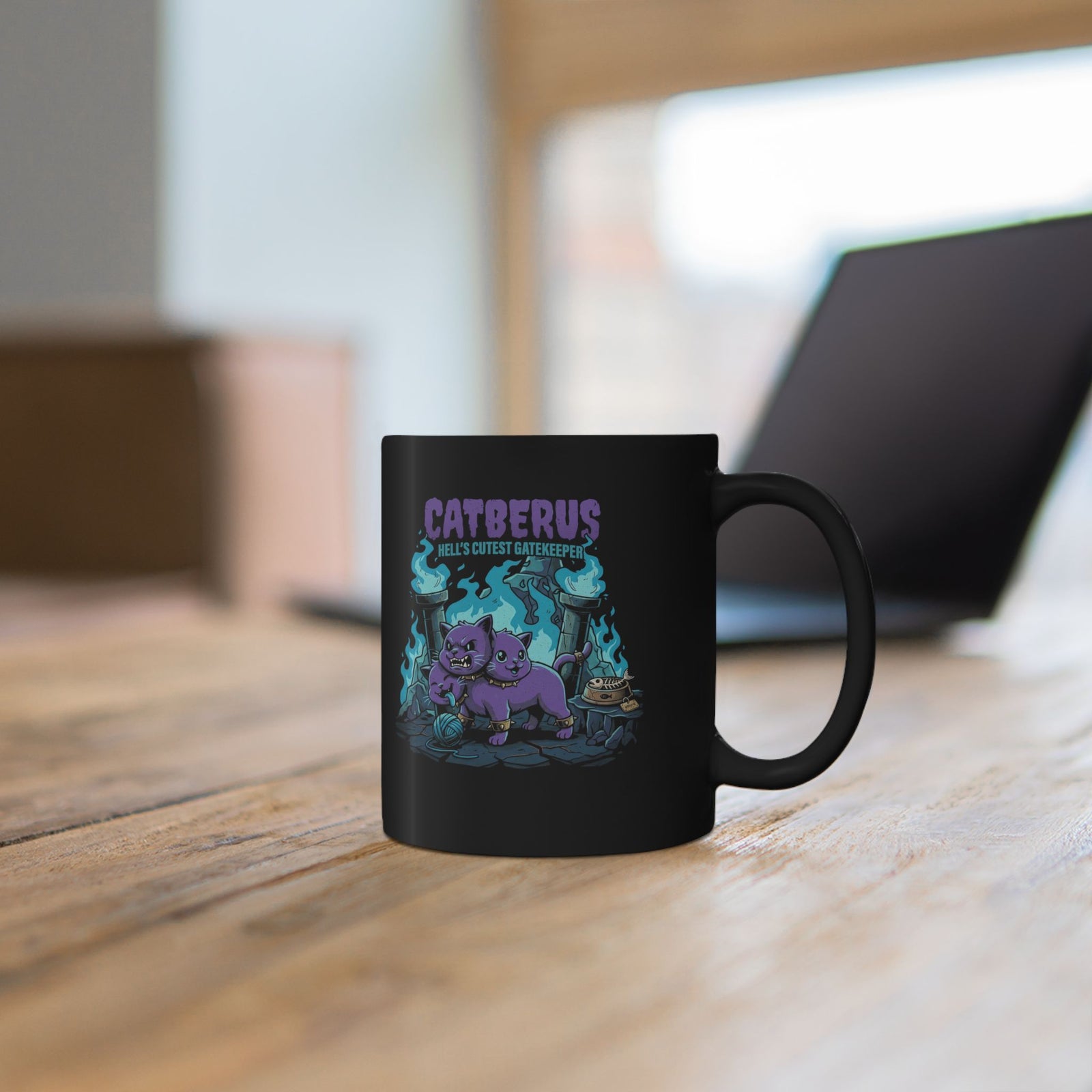 Catberus Spooky Cat Black Mug